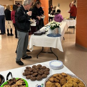 tables of food at a reception